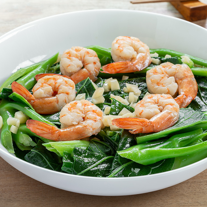 小松菜と海老のにんにく炒め