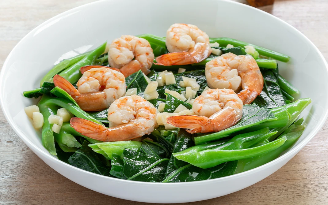 エビと空芯菜の炒め物